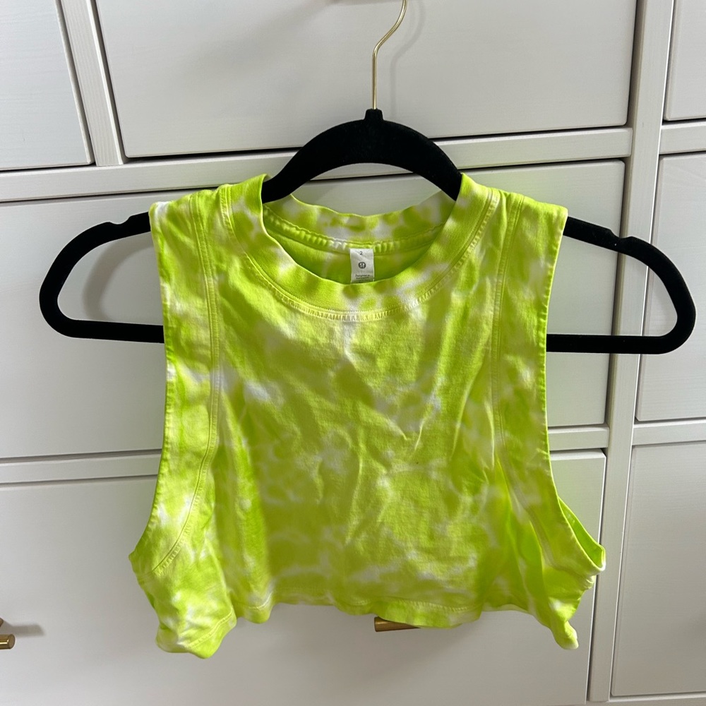 lululemon athletica Neon Green Tie-Dye Crop Top
